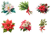 Watercolor Holiday Floral Clipart, an Illustration by DreamArtGraphic (Thumbnail 4 of 4)