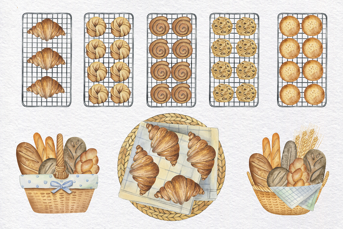 Home Bakery watercolor collection, a Food Illustration by KathrineWatercolor (Photo 7 of 9)
