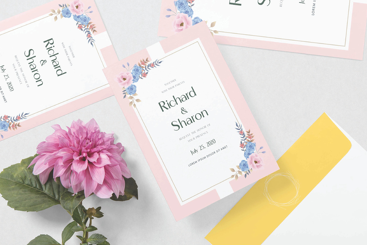 Flowers Wedding Invitation Card, an Invitation Template by Workhu (Photo 3 of 3)