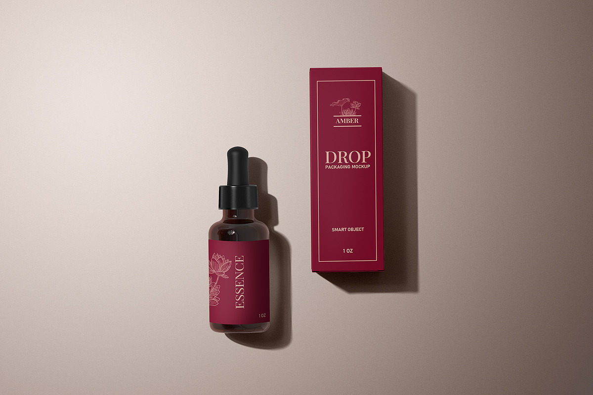 Amber Dropper Bottle with Box Mockup, a Packaging Mockup by Sheikhadesign (Photo 9 of 12)