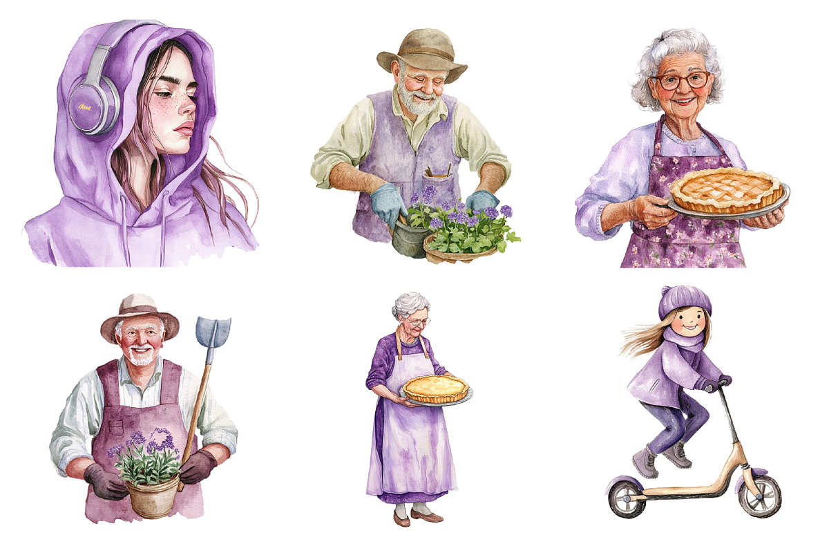 Watercolor Lilac Spring Family PNG, an Illustration by SinaCreation (Photo 2 of 5)