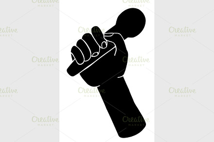 drawing a microphone in a hand