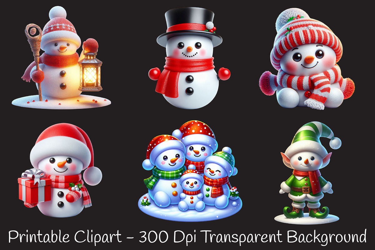 Frosty Snowman Holiday Clipart, an Illustration by RobertsArt (Photo 4 of 7)
