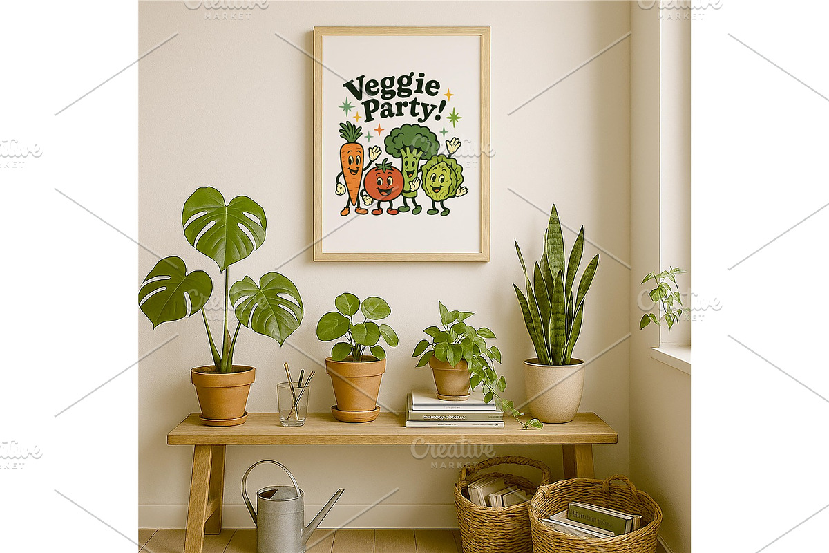 Veggie Party Wall Art Cute Retro, a Background Graphic by LaseredNinja (Photo 6 of 7)