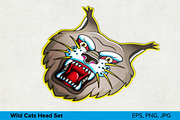 Wild Cats Head Set, an Animal Illustration by Moloko88 (Thumbnail 7 of 8)