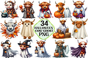 Halloween Highland Cow Ghost Clipart, an Illustration by Pixels.Craft (Thumbnail 1 of 3)
