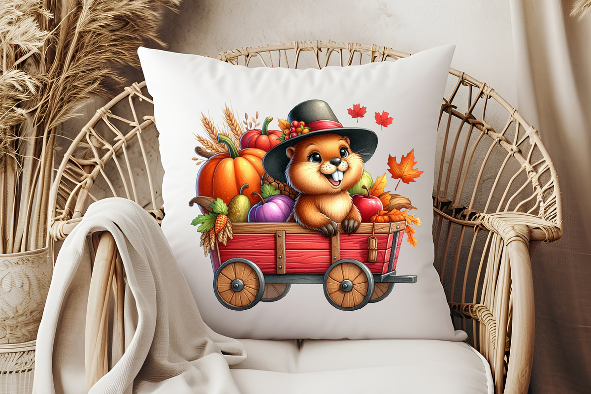 Watercolor Autumn Cute Beaver, an Illustration by Pixels.Craft (Photo 5 of 7)