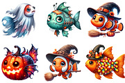 Cute Halloween Fish Clipart, an Illustration by DreamArtGraphic (Thumbnail 2 of 5)