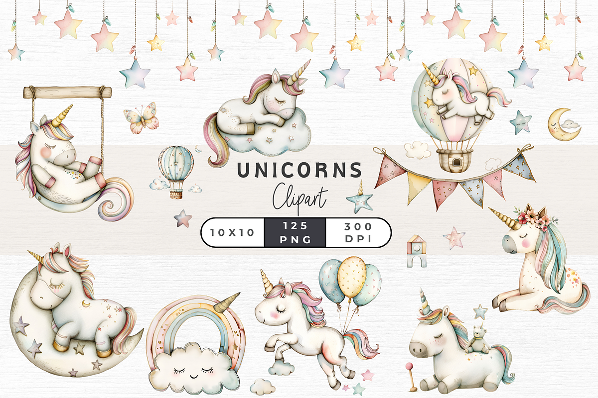 Cute Unicorn Clipart,, an Object Graphic by EllyandLima (Photo 1 of 11)