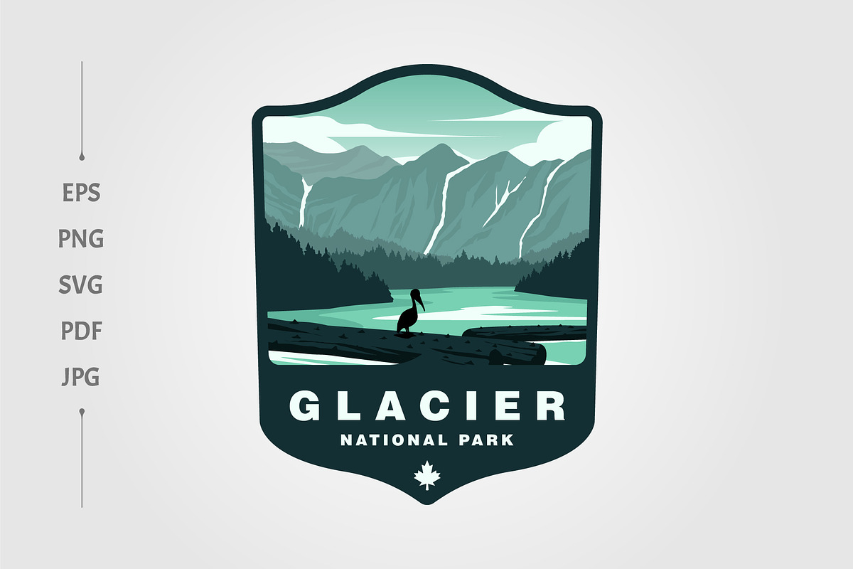 glacier national park vector patch, an Object Graphic by lawoel