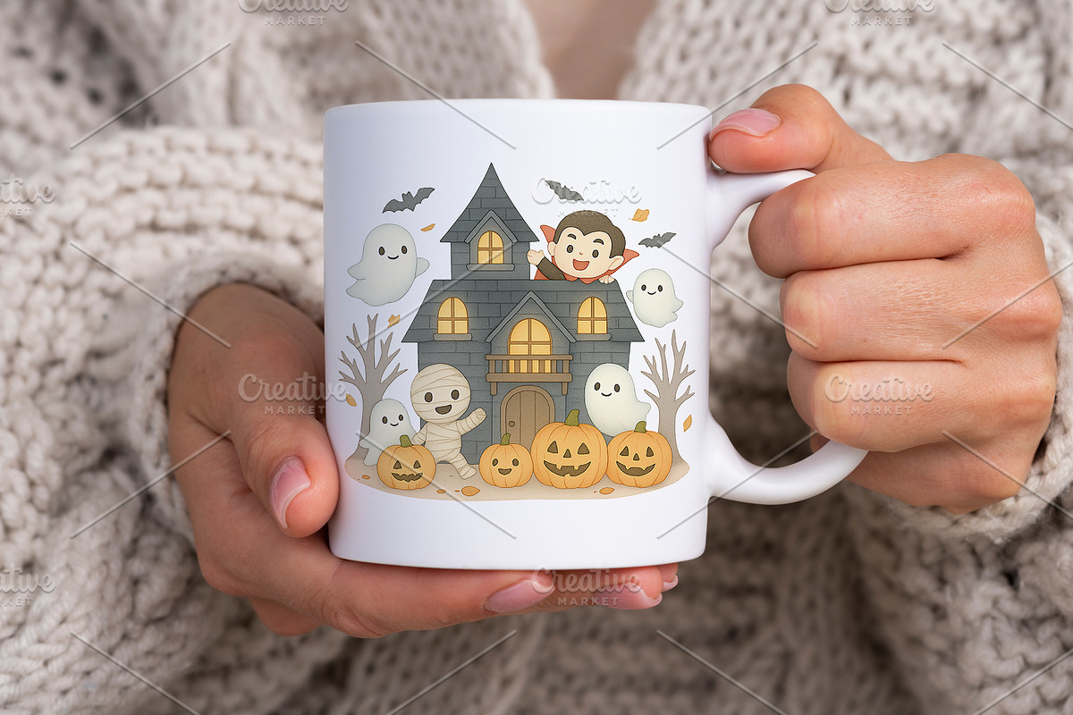 Cute Halloween Clipart PNG Set., a Decorative Illustration by kaisorn (Photo 7 of 9)