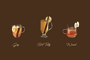 Hot drinks set. Vector illustrations, a Food Illustration by Svitlo illustrations (Thumbnail 3 of 5)
