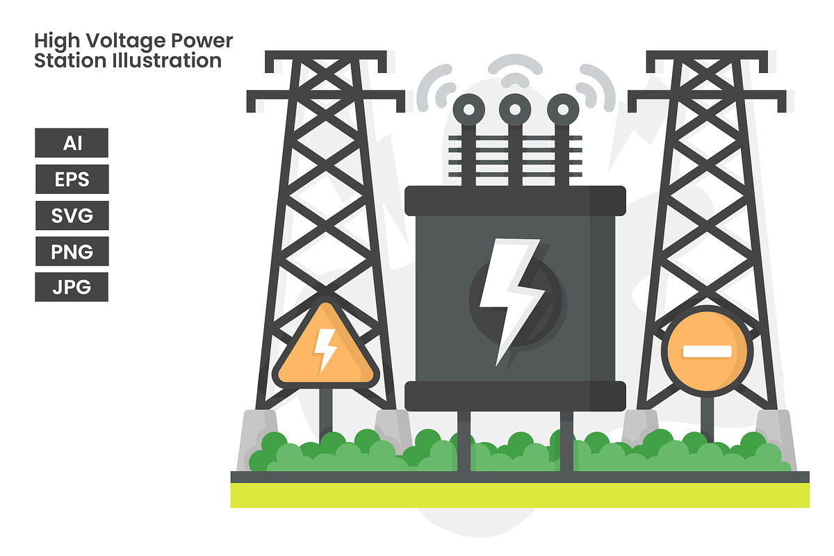 High Voltage Power Station, a Technology Illustration by erifqizeicon (Photo 2 of 3)