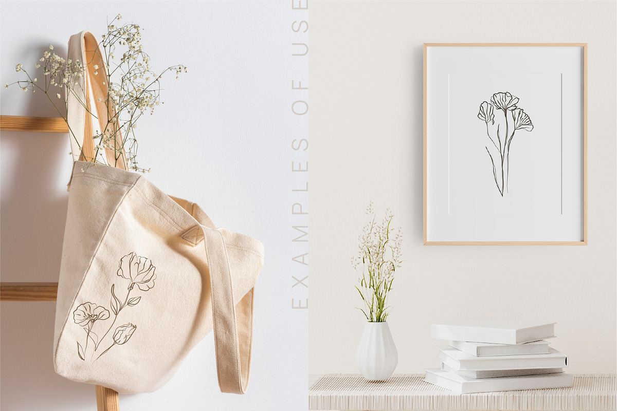 Minimalistic Line Flowers & Leaves, a Decorative Illustration by La Petite Line Art (Photo 6 of 10)