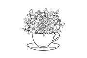 Floral Teacup Line Art Bundle, an Illustration by Gfx_Store (Thumbnail 49 of 51)