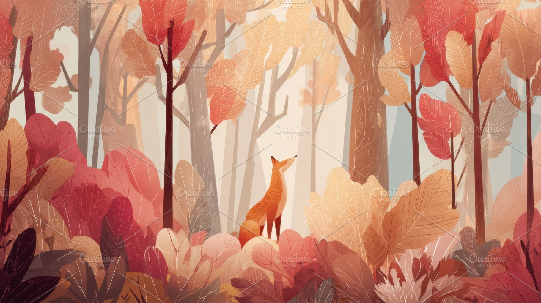 Fox stands in autumn forest scene, a Photo by Beautiful things