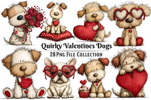 Quirky Valentines Dogs Clipart, an Illustration by Dream Creation