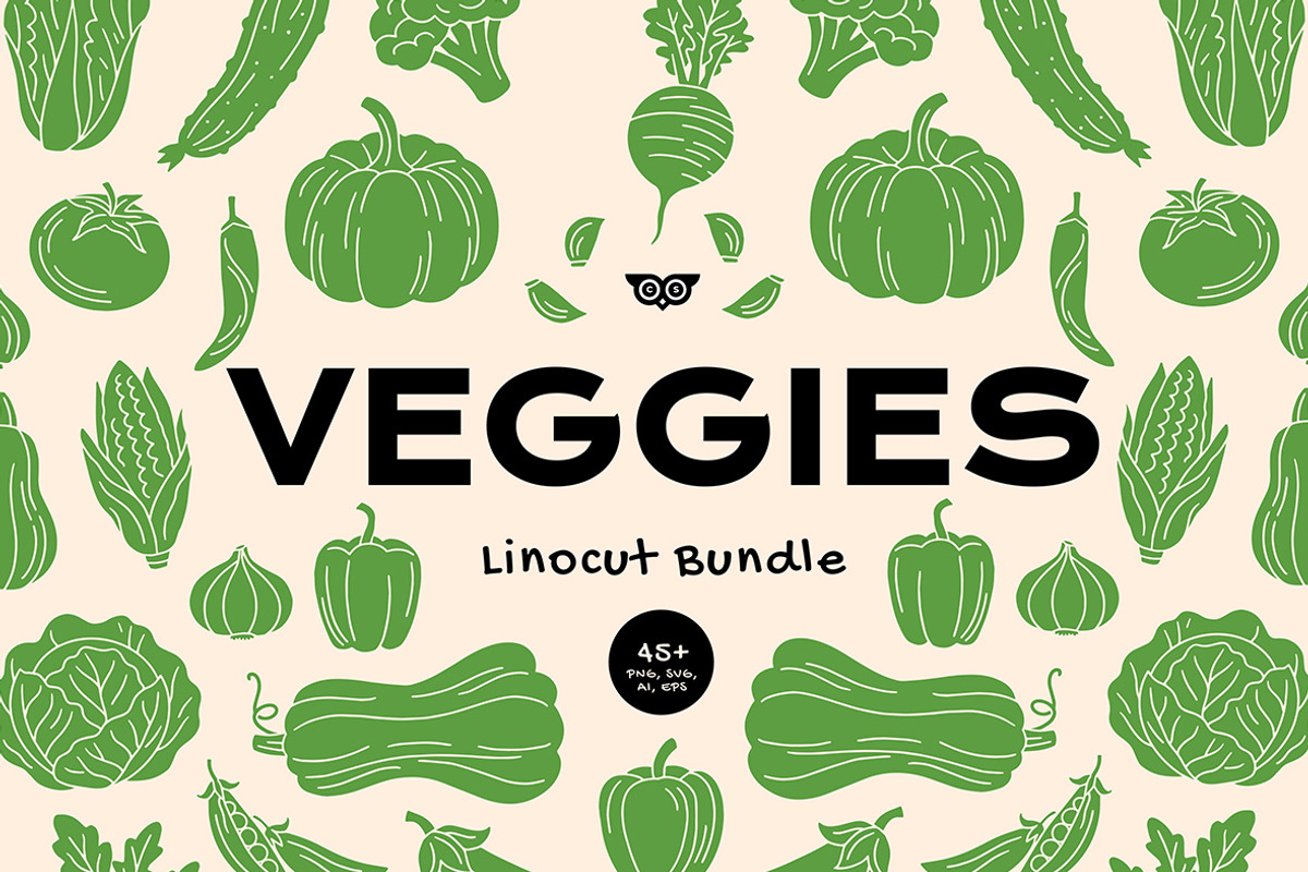 Veggies Linocut Bundle, an Illustration by ClayStudio (Photo 1 of 9)