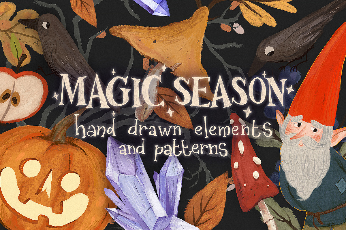 Magic Season Elements and Patterns, a Seasonal Illustration by Kokoshka (Photo 1 of 15)