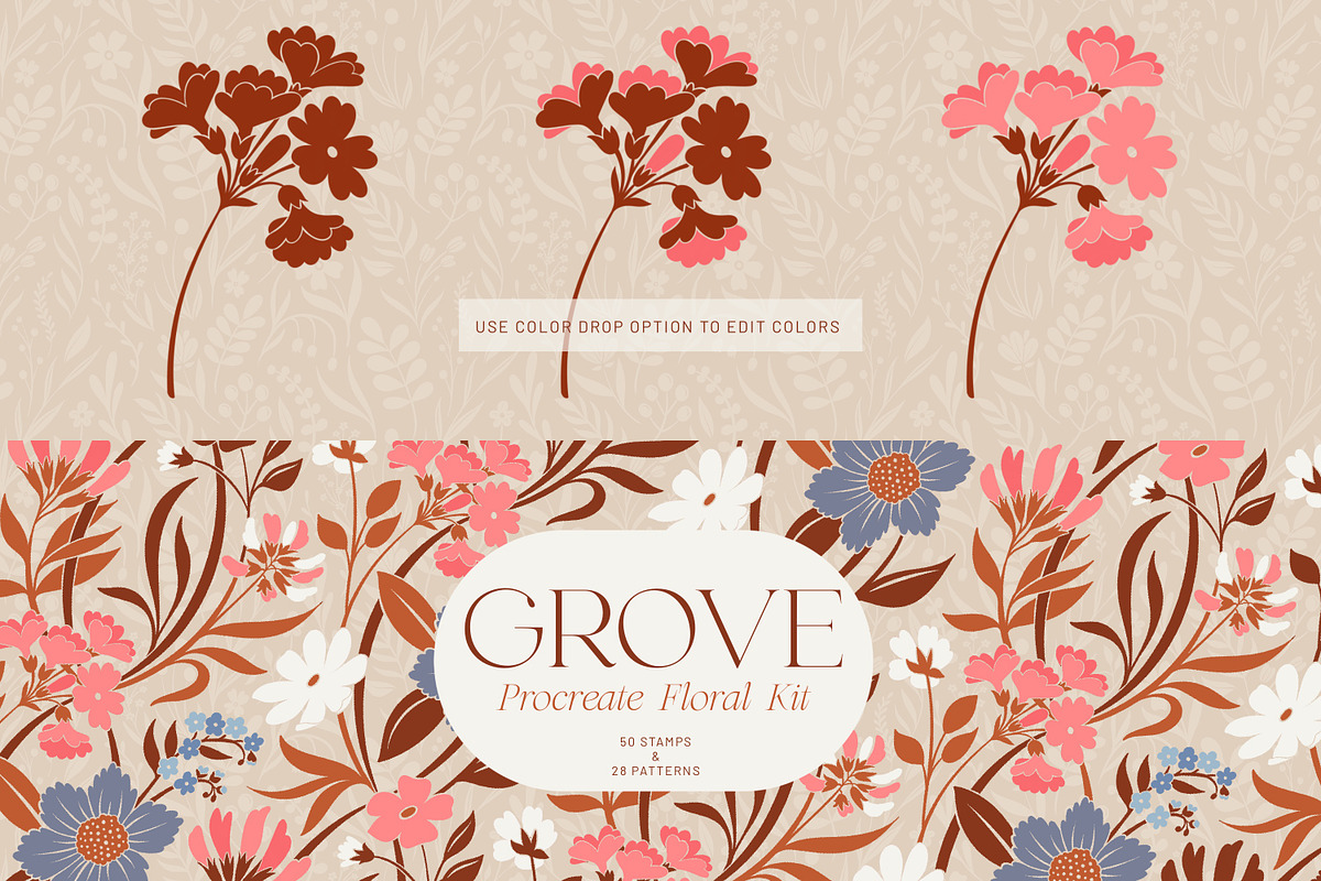 Floral Procreate Brush & Pattern Set, a Brush Add-On by Eclectic Anthology (Photo 8 of 9)