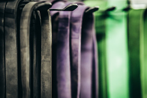 Resistance Bands At A Gym On A Rack