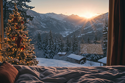 Christmas morning with view on snowy, a Holiday Photo by MistyDay