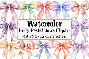 Girly Pastel Bows Clipart, an Illustration by Design Market