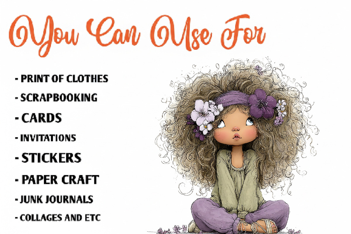 Whimsical Summer Girls Clipart, an Illustration by CreationArt (Photo 3 of 7)
