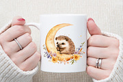 Watercolor Animal Moon Clipart Bundl, an Illustration by Sublimation Artist (Thumbnail 5 of 6)