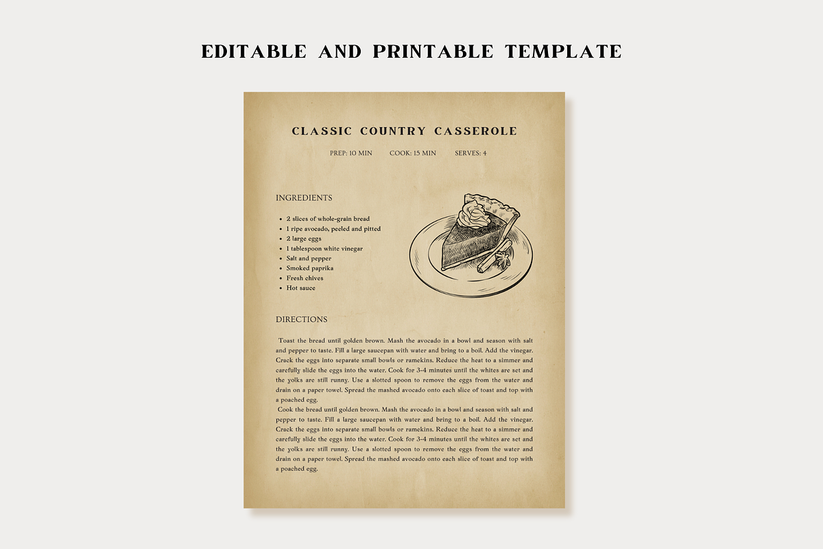 Vintage Recipe Template Canva, a Templates & Theme by OrganizationOasisRo (Photo 3 of 10)