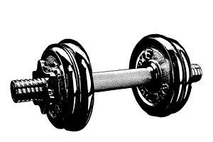 Dumbbell over glossy ground close-up shot, a Sport Illustration by DanFLCreativo