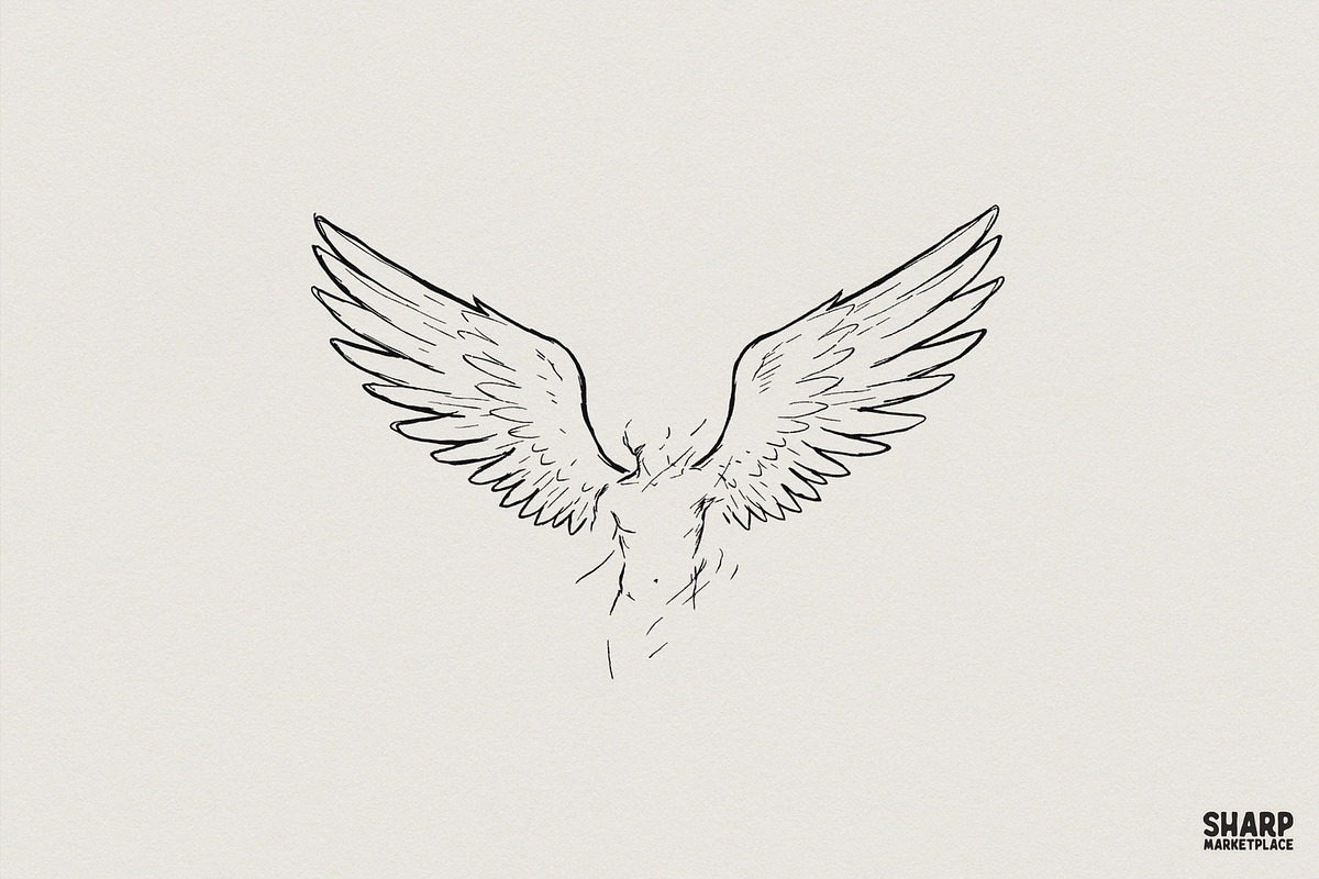 Angel Wings PNG, Minimalist Line, an Illustration by SharpMarketplace (Photo 1 of 4)
