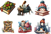 Watercolor Winter Bookworm Clipart, an Illustration by Designking (Thumbnail 3 of 5)