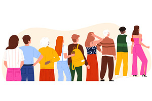 Diverse People Standing In Back, a Person Illustration by Flashvector