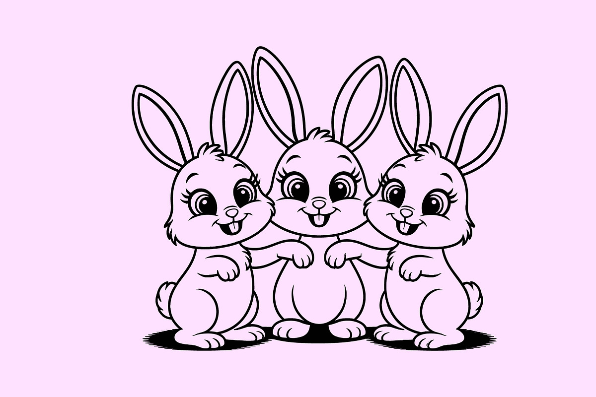 Cheerful Rabbit Line Art Drawing, a Graphic by Annudesign (Photo 4 of 9)