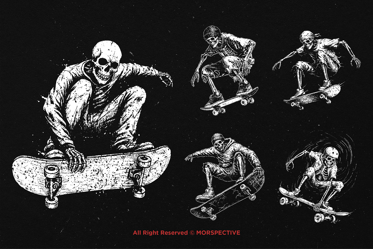 10 Bundle Dark Art Skull Skate Trick, an Illustration by Morspective (Photo 3 of 7)