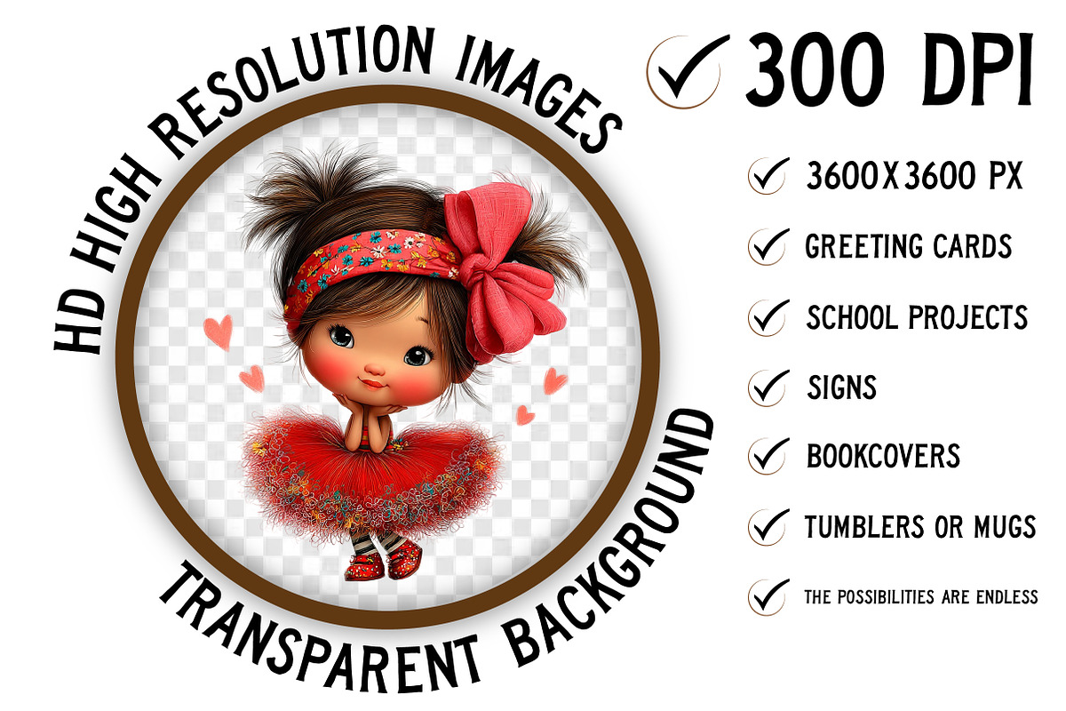 Coquette Little Girl Sublimation Png, an Illustration by Craft Nest (Photo 2 of 6)