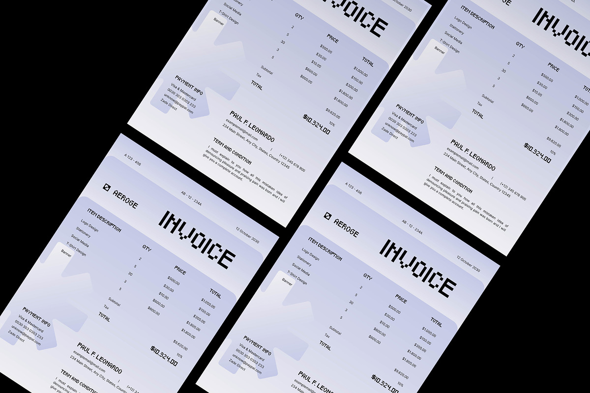 Simple Gradient Invoice, a Stationery Template by Neermana (Photo 4 of 4)