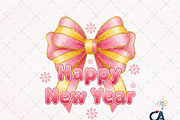 New Year Pink Coquette Bow PNG, an Illustration by Creative Art (Thumbnail 1 of 6)