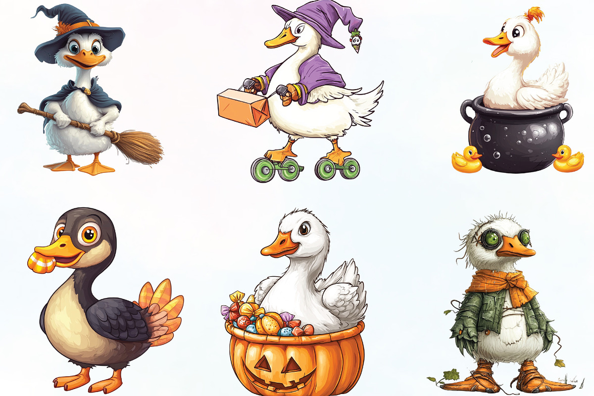 Funny Halloween Silly Goose Clipart, an Illustration by CraftArtStudio (Photo 3 of 6)