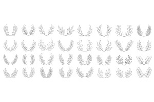 a set of simple line art laurel
