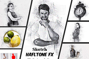 Sketch Halftone FX Photoshop Action, an Action Add-On by Studio Retouch