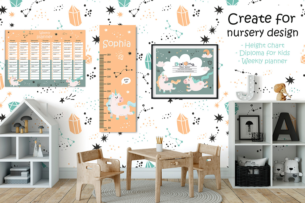 Unicorn clipart & pattern, a Graphic by Nafanya (Photo 9 of 13)