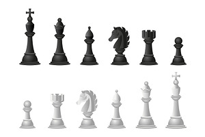 Chess icons set, cartoon style, an Object Illustration by Ylivdesign