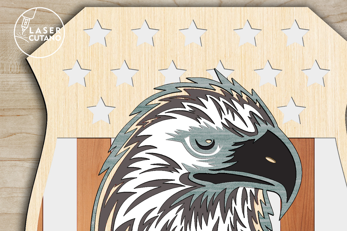 Eagle Multilayer Wall Decor,Cut File, a Templates & Theme by LaserCutano (Photo 3 of 7)