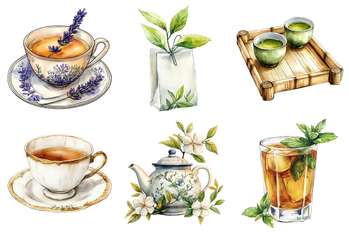 Watercolor Tea Clipart, an Illustration by Daily.Designs (Photo 3 of 5)