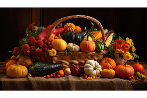 organic farm basket ai generated, a Food & Drink Photo by pikepicture