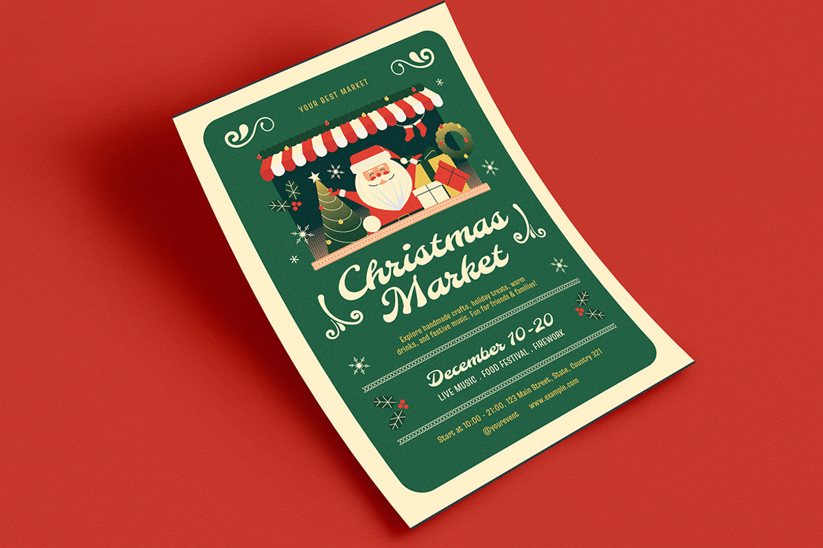 Modern Cute Christmas Market Flyer, a Flyer Template by VectorVactory (Photo 3 of 3)