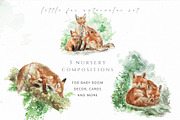 Little Fox Watercolor Nursery Set, an Animal Illustration by Kolorata Art (Thumbnail 3 of 6)