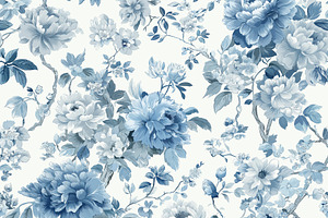 Seamless pattern, blue floral botanical seamless pattern with pe, a Pattern Graphic by Studio ANNA